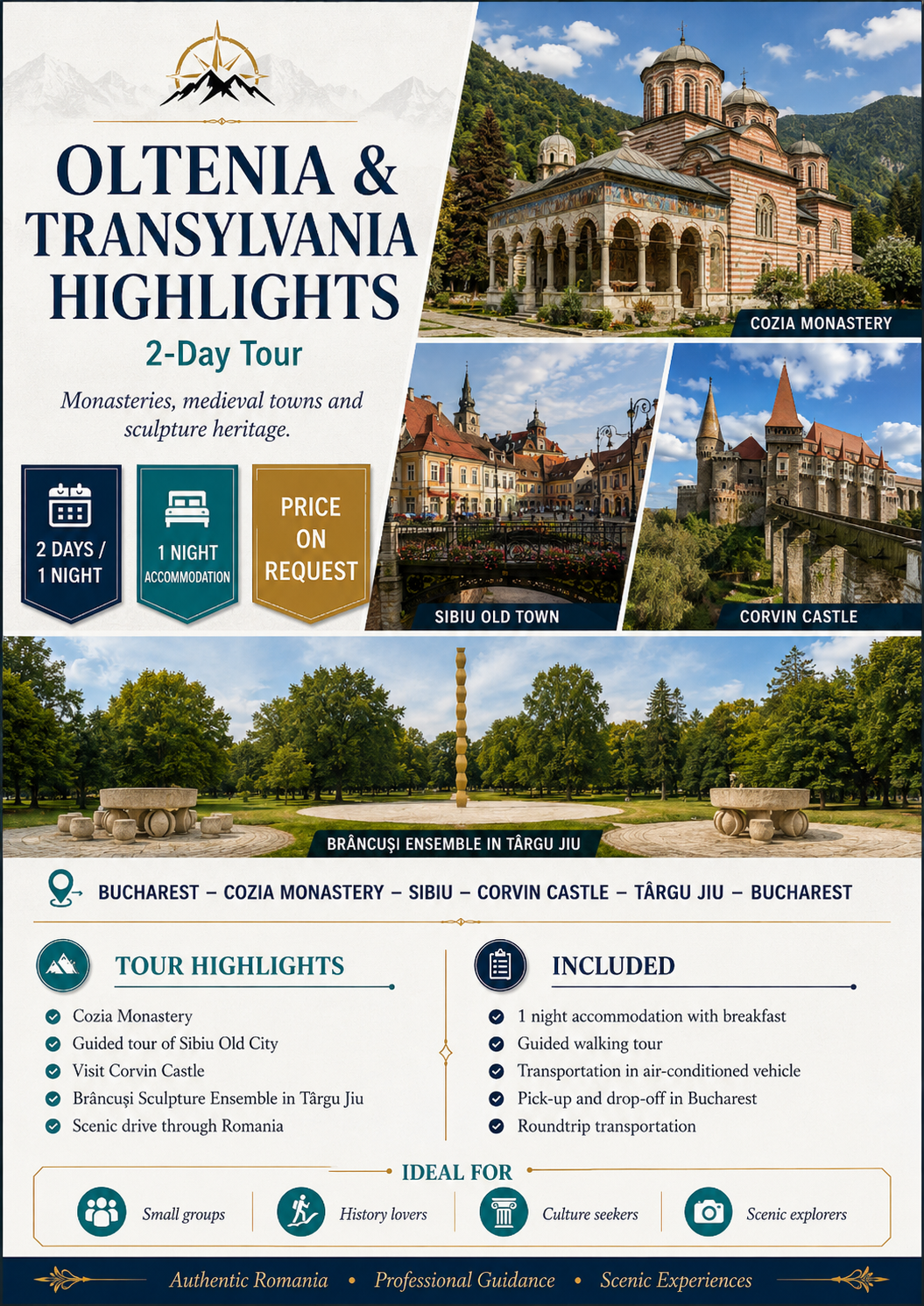 Oltenia & Transylvania Highlights tour program